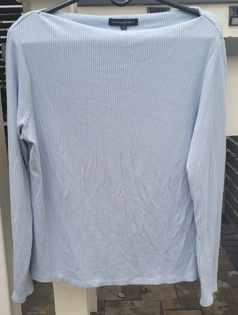 Banana Republic Womens Light Blue Ribbed Long-Sleeve Sweater